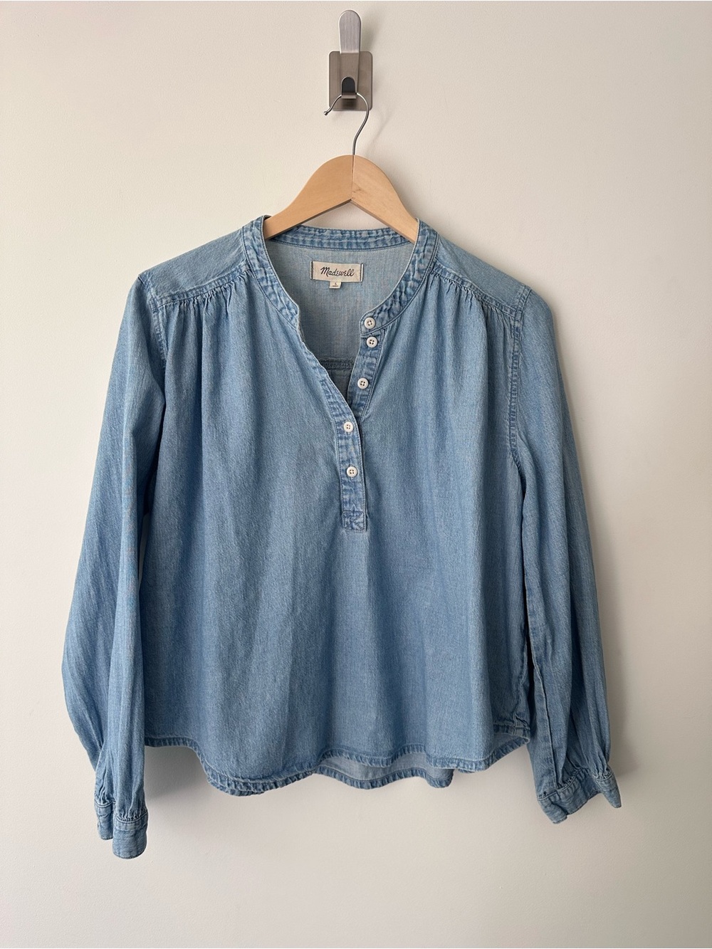 Madewell | L | Light Blue Denim Button Henley
